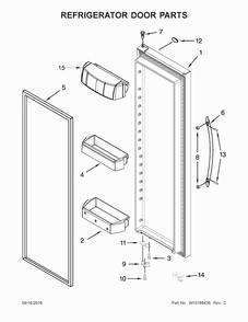 Refrigerator Door Parts Diagram and Parts List for 10651762510  Kenmore Refrigerator