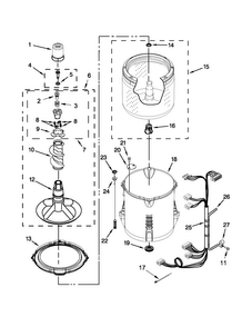 Basket And Tub Parts Diagram and Parts List for 7MWTW1706BM0  Whirlpool Washer
