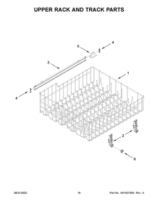 Upper Rack And Track Parts Diagram and Parts List for WDF331PAMS0  Whirlpool Dishwasher