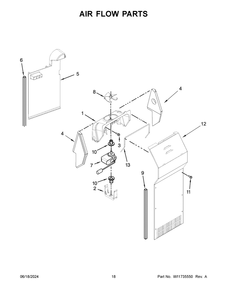 Air Flow Parts Diagram and Parts List for WRS325SDHZ12  Whirlpool Refrigerator