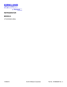 Cover Sheet Diagram and Parts List for ST14CKXSQ03  Whirlpool Refrigerator