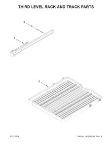 Third Level Rack And Track Parts Diagram and Parts List for KDTM404EWH2  KitchenAid Dishwasher