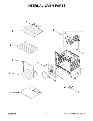 Internal Oven Parts Diagram and Parts List for WOD97EC0HZ01  Whirlpool Wall Oven