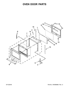 Oven Door Parts Diagram and Parts List for KOSE507EBS01  KitchenAid Wall Oven