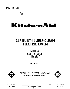 Front Cover Diagram and Parts List for KEBI141SBL1  KitchenAid Wall Oven