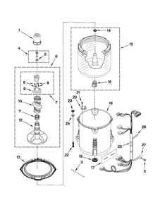 Basket And Tub Parts Diagram and Parts List for 11021102011  Kenmore Washer