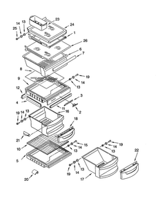 Refrigerator Shelf Diagram and Parts List for KSRS22QGBT0  KitchenAid Refrigerator