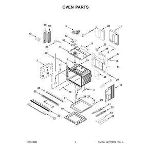 Oven Parts Diagram and Parts List for KOED730SPS00  KitchenAid Wall Oven