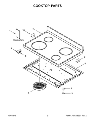 Cooktop Parts Diagram and Parts List for IES350XW5  Whirlpool Range