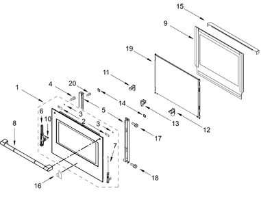 Oven Door Parts Diagram and Parts List for JOESC730RL00  Whirlpool Wall Oven