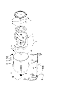 Basket And Tub Parts Diagram and Parts List for 11021302012  Kenmore Washer