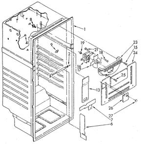 Liner Diagram and Parts List for ET14JKXSF04  Whirlpool Refrigerator