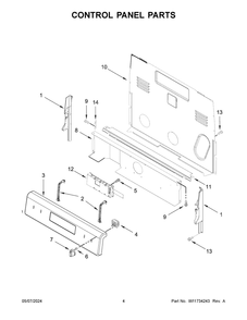 Control Panel Parts Diagram and Parts List for WFC150M0JS4  Whirlpool Range