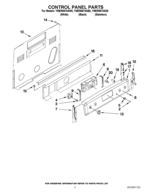 02 - CONTROL PANEL PARTS Diagram and Parts List for YMER8670AB0  Whirlpool Range