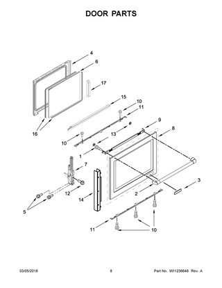 Door Parts Diagram and Parts List for KSDB900ESS3  Whirlpool Range