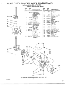 Brake/clutch/gearcase/motor And Pump Diagram and Parts List for LLR9245DQO  Whirlpool Washer