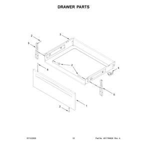 Drawer Parts Diagram and Parts List for YWFES5730SW0  Whirlpool Range