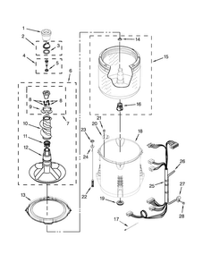 Basket And Tub Parts Diagram and Parts List for 7MWTW1502BM1  Whirlpool Washer