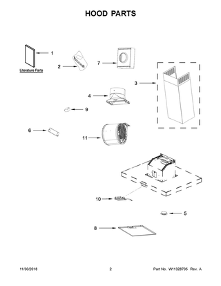 Hood Parts Diagram and Parts List for IHW57UC0FS2  Whirlpool Range Hood