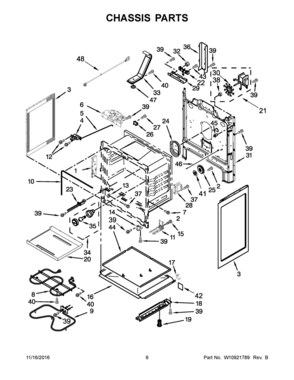 04 - CHASSIS PARTS Diagram and Parts List for YWFE520S0FS0  Whirlpool Range