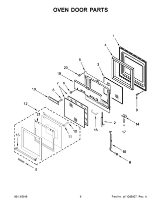 Oven Door Parts Diagram and Parts List for KODC304EBL01  Whirlpool Wall Oven