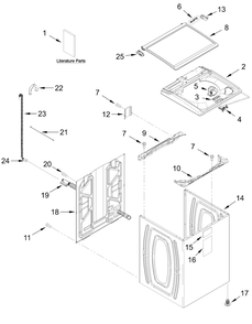 Top And Cabinet Parts Diagram and Parts List for WTW4307SW0  Whirlpool Washer