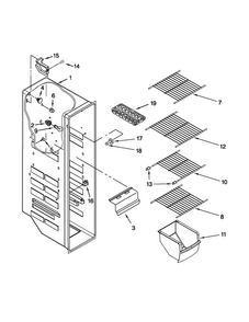 Freezer Liner Parts Diagram and Parts List for 10640212011  Kenmore Refrigerator