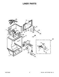 Liner Parts Diagram and Parts List for WRT311FZDW06  Whirlpool Refrigerator
