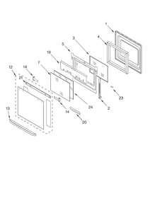 Oven Door Parts Diagram and Parts List for KEHC309JBL5  KitchenAid Microwave Oven Combo