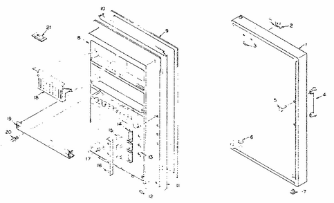 Refrigerator Door Parts Diagram and Parts List for 106N10A  Kenmore Refrigerator