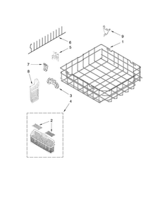 Lower Rack Parts Diagram and Parts List for KUDS30IVSS1  KitchenAid Dishwasher