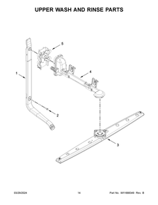 Upper Wash And Rinse Parts Diagram and Parts List for WDT540HAMZ4  Whirlpool Dishwasher