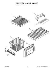 Freezer Shelf Parts Diagram and Parts List for KBSD702MPS00  KitchenAid Refrigerator