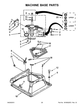 11 - MACHINE BASE PARTS Diagram and Parts List for YWET3300XQ1  Whirlpool Washer Dryer Combo