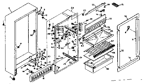 Cabinet Parts Diagram and Parts List for 106W11A1  Kenmore Refrigerator