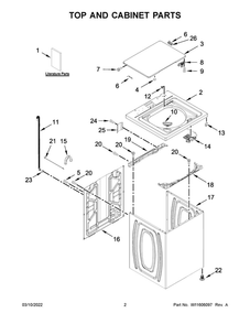 Top And Cabinet Parts Diagram and Parts List for ITW4871FW3  Whirlpool Washer