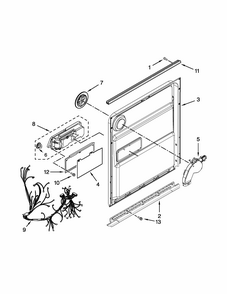 Inner Door Parts Diagram and Parts List for 66513229N411  Kenmore Dishwasher