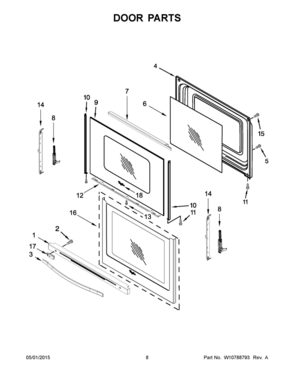 05 - DOOR PARTS Diagram and Parts List for YWFE715H0EH0  Whirlpool Range