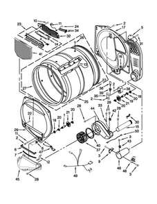 Bulkhead Parts Diagram and Parts List for WGD5500BW0  Whirlpool Dryer