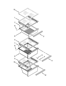 Refrigerator Shelf Parts Diagram and Parts List for WRS586FLDB01  Whirlpool Refrigerator