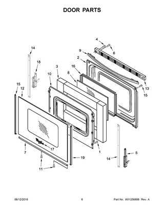Door Parts Diagram and Parts List for WEC310S0FB2  Whirlpool Range