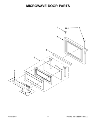Microwave Door Parts Diagram and Parts List for KMBP100ESS02  Whirlpool Microwave