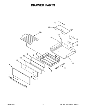 05 - DRAWER PARTS Diagram and Parts List for JES1450FS0  Whirlpool Range