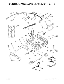 02 - Control Panel And Separator Parts Diagram and Parts List for MLG26PDFWW0  Whirlpool Dryer