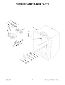 Refrigerator Liner Parts Diagram and Parts List for WRFA32SMHZ05  Whirlpool Refrigerator