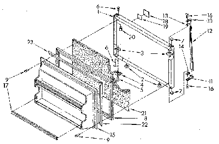 Freezer Door Diagram and Parts List for ET18JKXSM05  Whirlpool Refrigerator