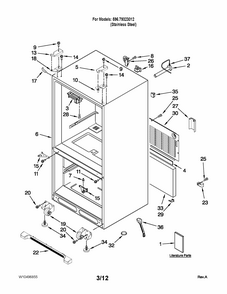 Cabinet Parts Diagram and Parts List for 59679323012  Kenmore Refrigerator