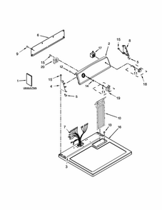 Top And Console Parts Diagram and Parts List for 11070102312  Kenmore Dryer