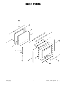 Door Parts Diagram and Parts List for YWFE775H0HV5  Whirlpool Range