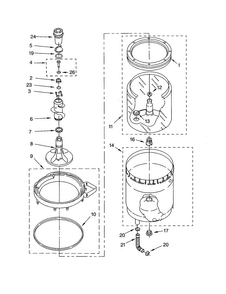Agitator, Basket And Tub Diagram and Parts List for 110C92962200  Kenmore Washer Dryer Combo